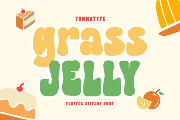 Grass Jelly Display Font: Bold, Circled Typeface for Creative Web Design